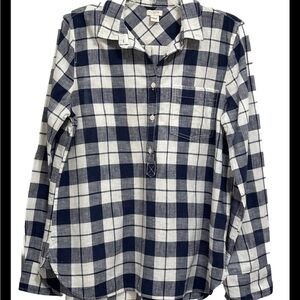 J. Crew Kids Navy and White Checkered Button Down Shirt